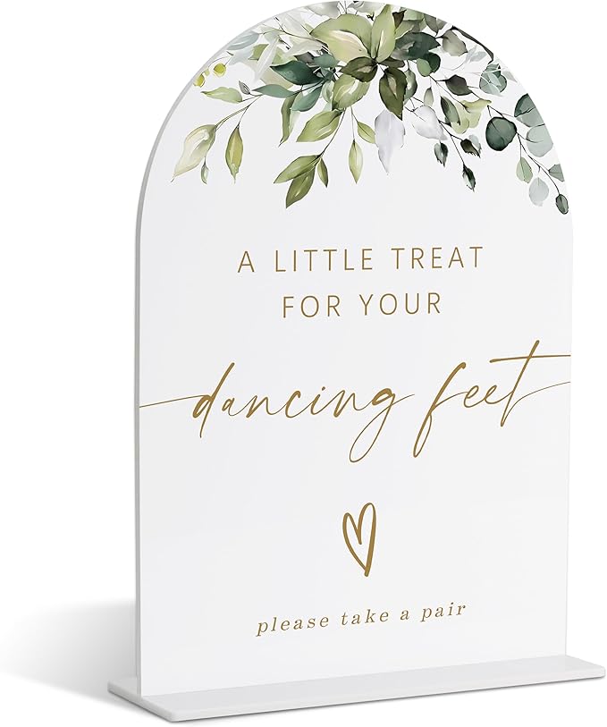 Wedding Flip Flops Sign, Greenery Gold Bridal Shower Decorations, Wedding Dance Floor Decor for Ceremony and Reception, Engagement Party Desk Decorations, Acrylic Decor, Bachelorette Party Favors-25