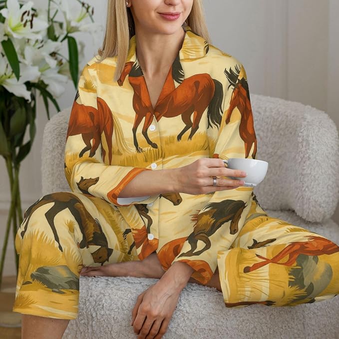 Retro Bee And Floral Women'S Pajama Sets Ultra-Soft Printed Sleepwear