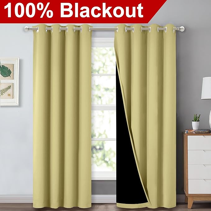 NICETOWN Full Shading Curtains 90" Long 2 Panels Set