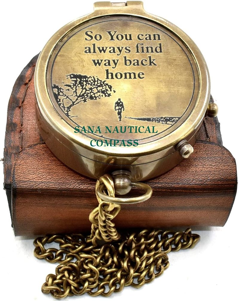 So You Can Always Find Your Way Back Home Nautical Engraved Camping Compass, Romantic Gift Ideas for Him/Her, Pocket Compass for Hiking, Survival Instrument, Baptism, Christian, Graduation Gifts
