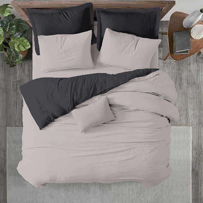 Kotton Culture 120"x120" 3 Pc Super King Plus/Super Oversize King Duvet Cover Set 100% Egyptian Cotton -600 TC Comforter Cover Zipper Closure & Corner Ties -Fits Only Extra Large Inserts -Blended Grey
