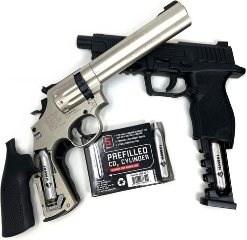 Hawki 12 Gram CO2 Cartridges - Perfect for Air Guns, BB Guns, Airsoft Pistols & Paintball Use