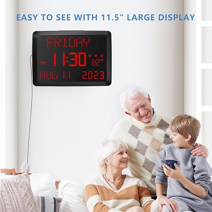 Raynic Digital Clock, 11.5" Large Display Digital Calendar Clock