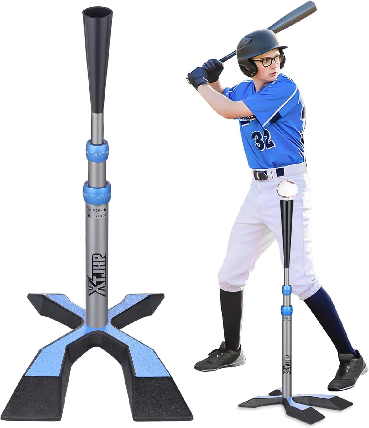 Skiennix Baseball Tee - Adjustable Batting Tee with 5.8 LB Base | Height 24"-45" for Training