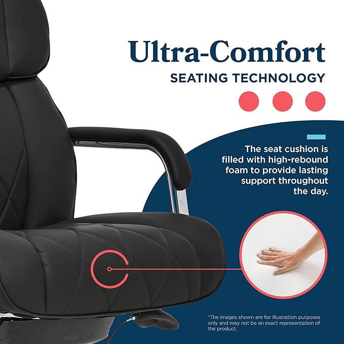 La-Z-Boy Sutherland Ergonomic Faux Leather Swivel Computer and Desk Chair, Black (CHR10048A)