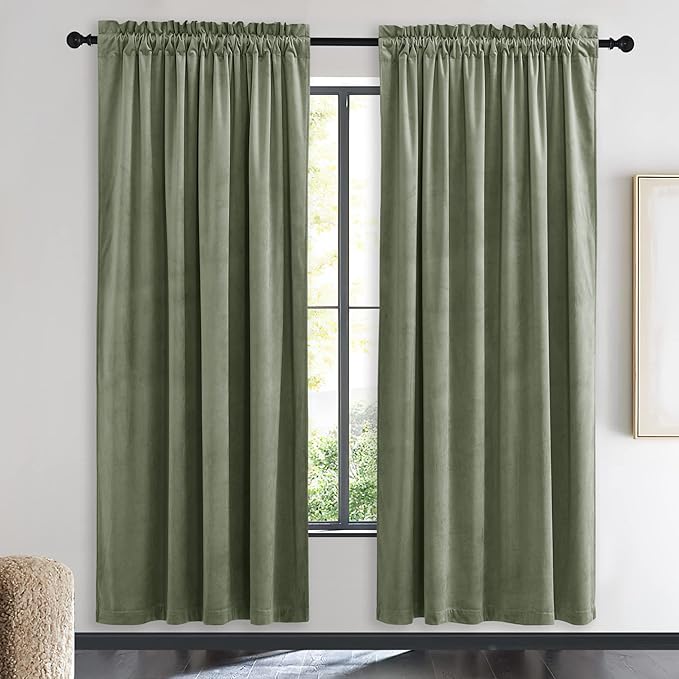 NICETOWN Super Soft Velvet Curtains 72 inches, Sound Reducing Cold Heat
