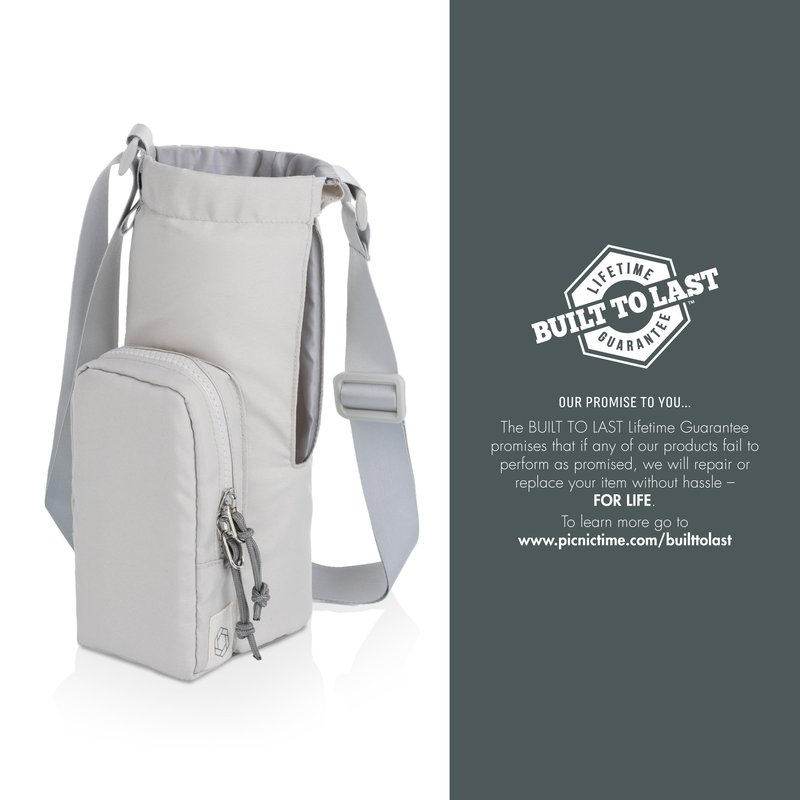 PICNIC TIME Eclipse 40 oz Tumber Tote, Drink Carrier Crossbody Bag, Water Bottle Holder with Shoulder Strap and Phone Pocket, (Gray)