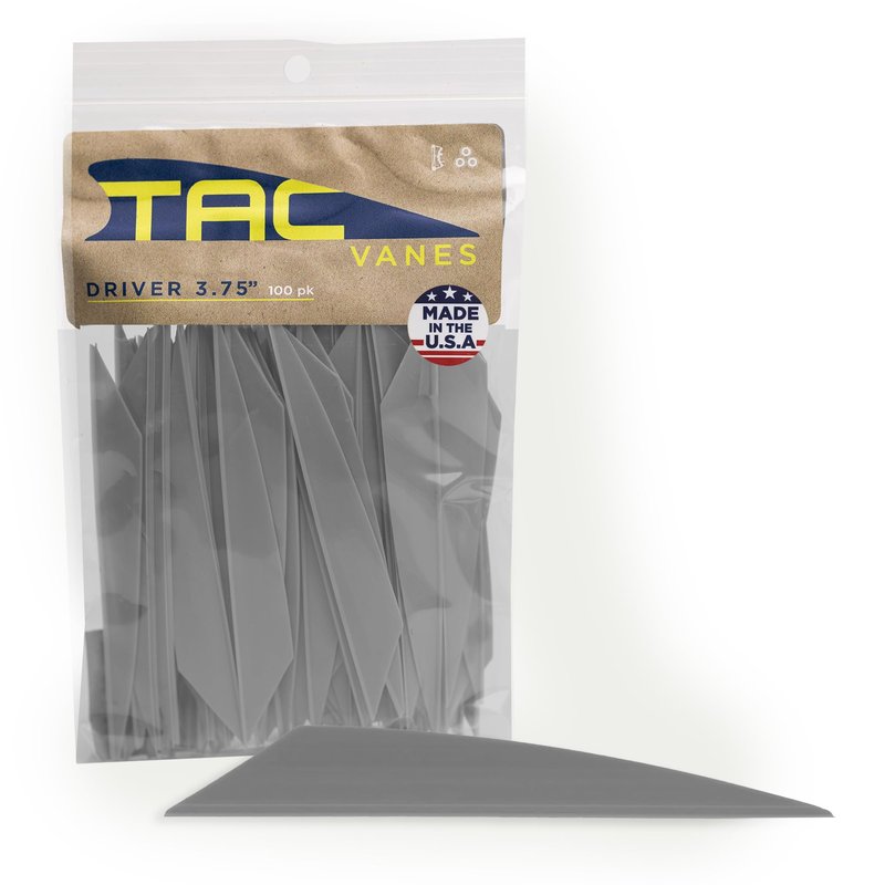TAC Vanes 3.75" Driver Arrow Vanes | Archery Fletching for Compound & Crossbow | Durable, Lightweight, High Accuracy, Gray 100 Pack