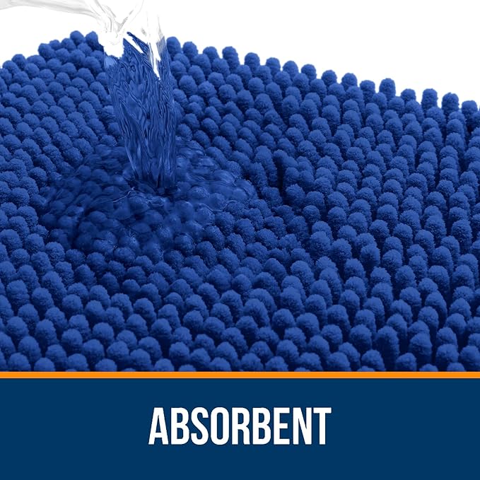 OLANLY Toilet Rugs U-Shaped 24x20, Extra Soft Absorbent Chenille Contour Bathroom Rugs for Toilet, Dry Quickly, Machine Washable, Non-Slip Bath Mat, Royal Blue