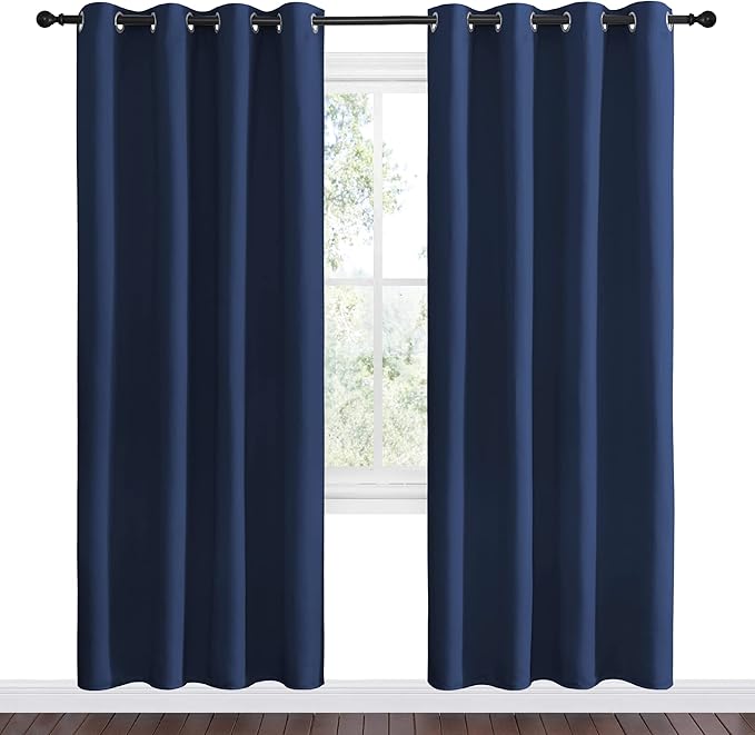 NICETOWN Navy Blackout Curtains 78" Long