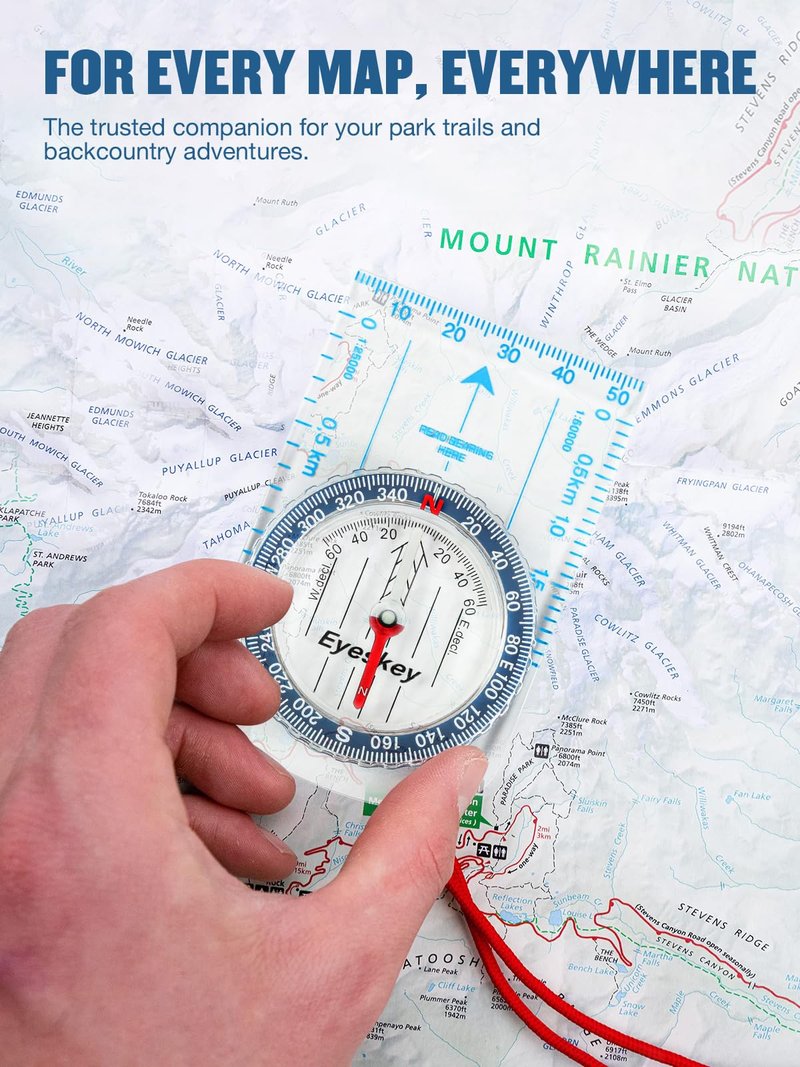 Eyeskey Ultra-Light Compass,Compact Hiking&Mountaineering, Accurate Orienteering Compass with Map Scales for Backpacking, Trekking & Scout Navigation