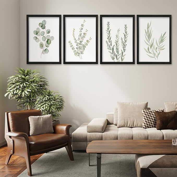 YWJKWLGS Botanical Watercolor Prints Sign Sage Green Eucalyptus Wall Decor