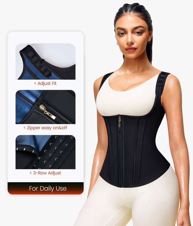 Junlan Waist Trainer for Women - Sauna Suit Sweat Vest for Working Out(Black,Large)