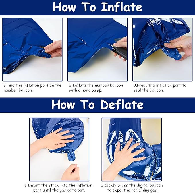 Navy Bluen Balloon Number 8, 40 Inch Large Self Inflating Royal Blue Foil Number Balloons 0-9, Dark Blue Digital 8 Helium Balloon for 8th Boys Men Birthday Party Anniversary Decorations