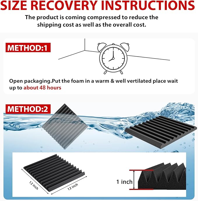 FONESO Acoustic Panels, High Density Soundproof Foam Panels, Fire Resistant