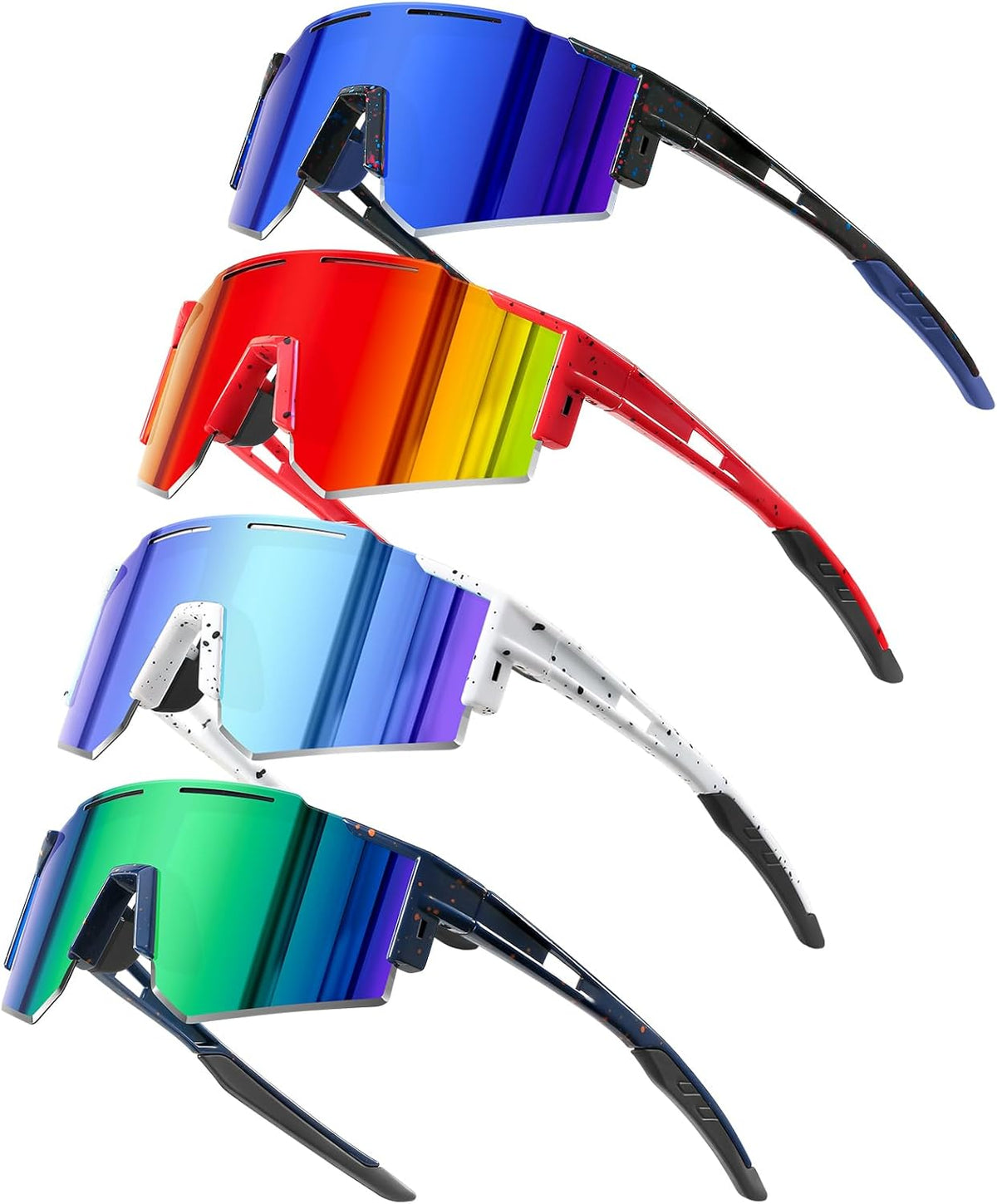 Skiennix Kids Sunglasses - Polarized UV400 Protection for Youth Baseball & Softball | 4-Pack