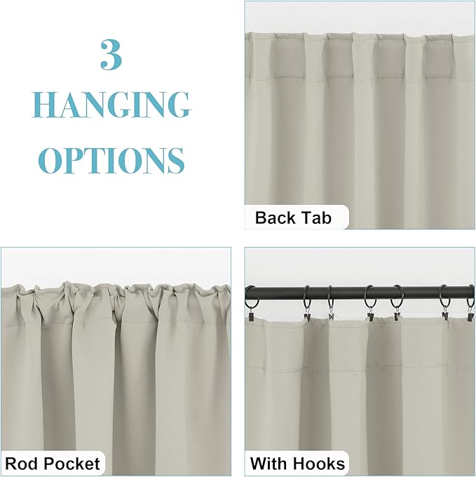 RYB HOME Blackout Curtains for Living Room, Privacy Thermal Insulating Window