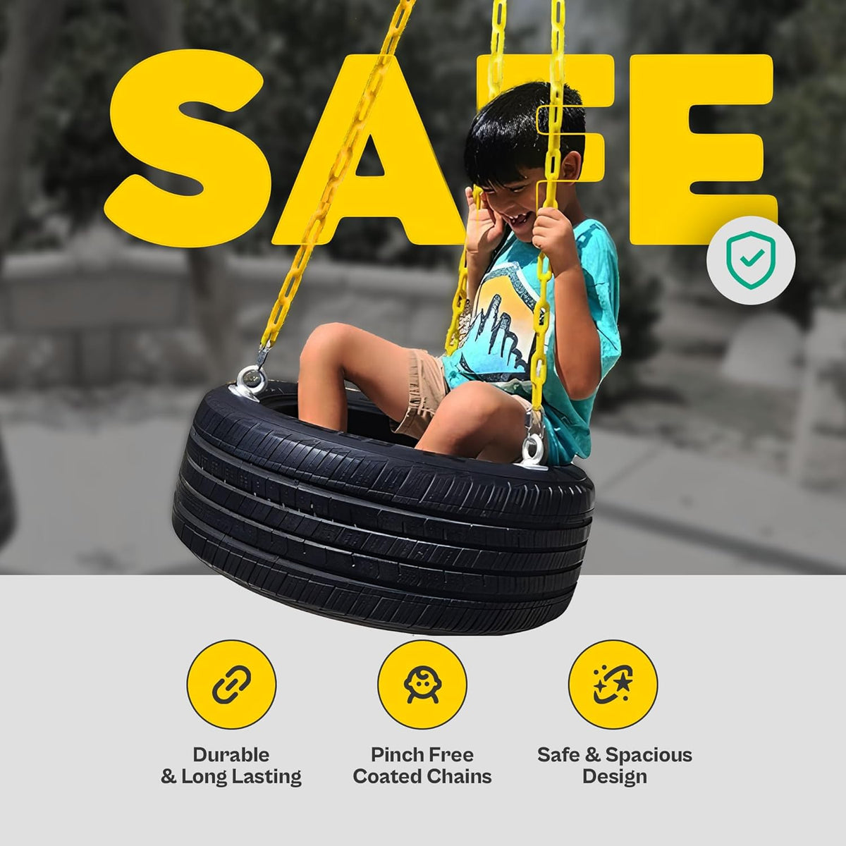 Skiennix Tire Swing - Durable Plastic Coated Chains for Kids & Adults | Outdoor Swing Set Accessories