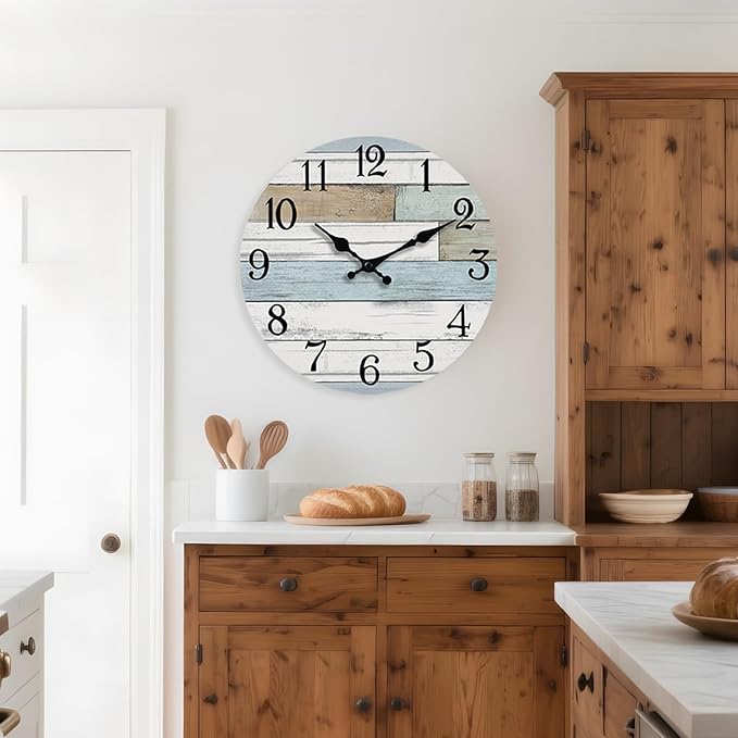 KECYET Wall Clock Battery Operated 16 Inch Large Silent Non Ticking Coastal