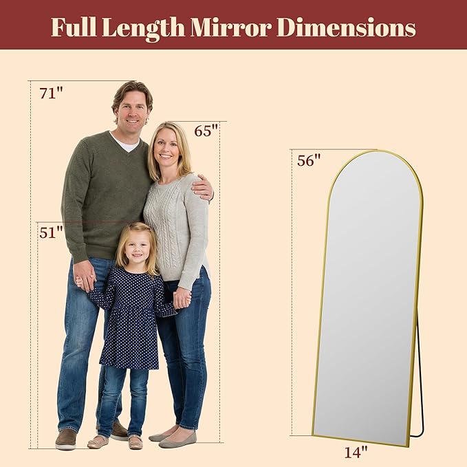 Suidia 56"x15" Arched Full Length Mirror