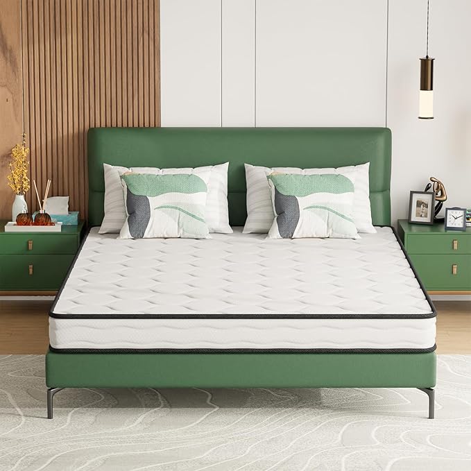 PayLessHere 6 Inch Hybrid Mattress with Innerspring and Foam/Fiberglass Free/Medium Firm Spring Mattress/Queen Size Mattress in a Box/CertiPUR-US Certified/Cool Sleep Pressure Relief