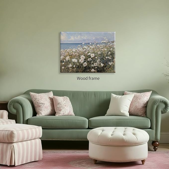 Nature Landscape Wall Art Coastal Wildflower Poster 24X36 inch Framed French