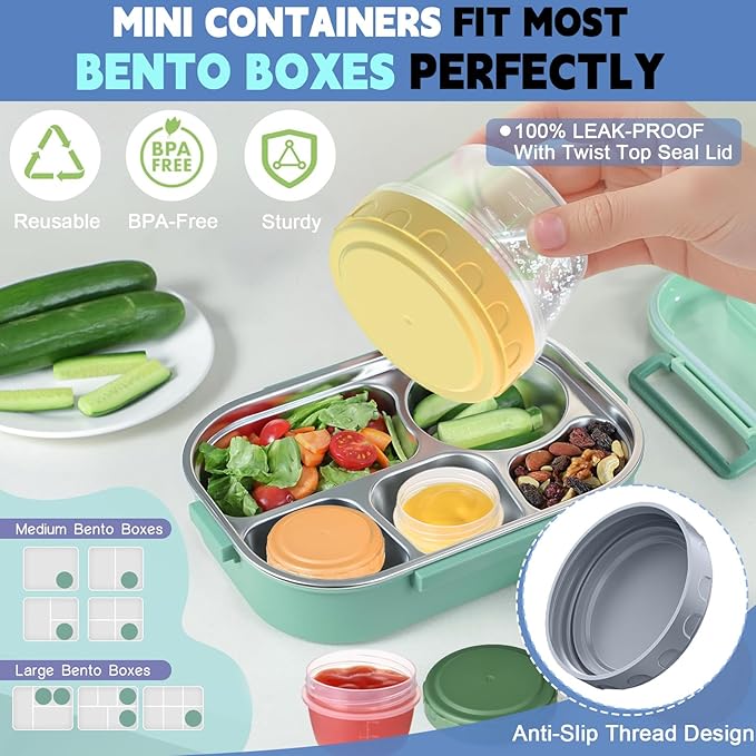 6pcs 2 oz Salad Dressing Container, Reusable Condiment Containers Sauce Cups with Leak-proof Lids, Small Plastic Food Storage Dip Containers for Lunches, Freezer, Microwave & Dishwasher Safe