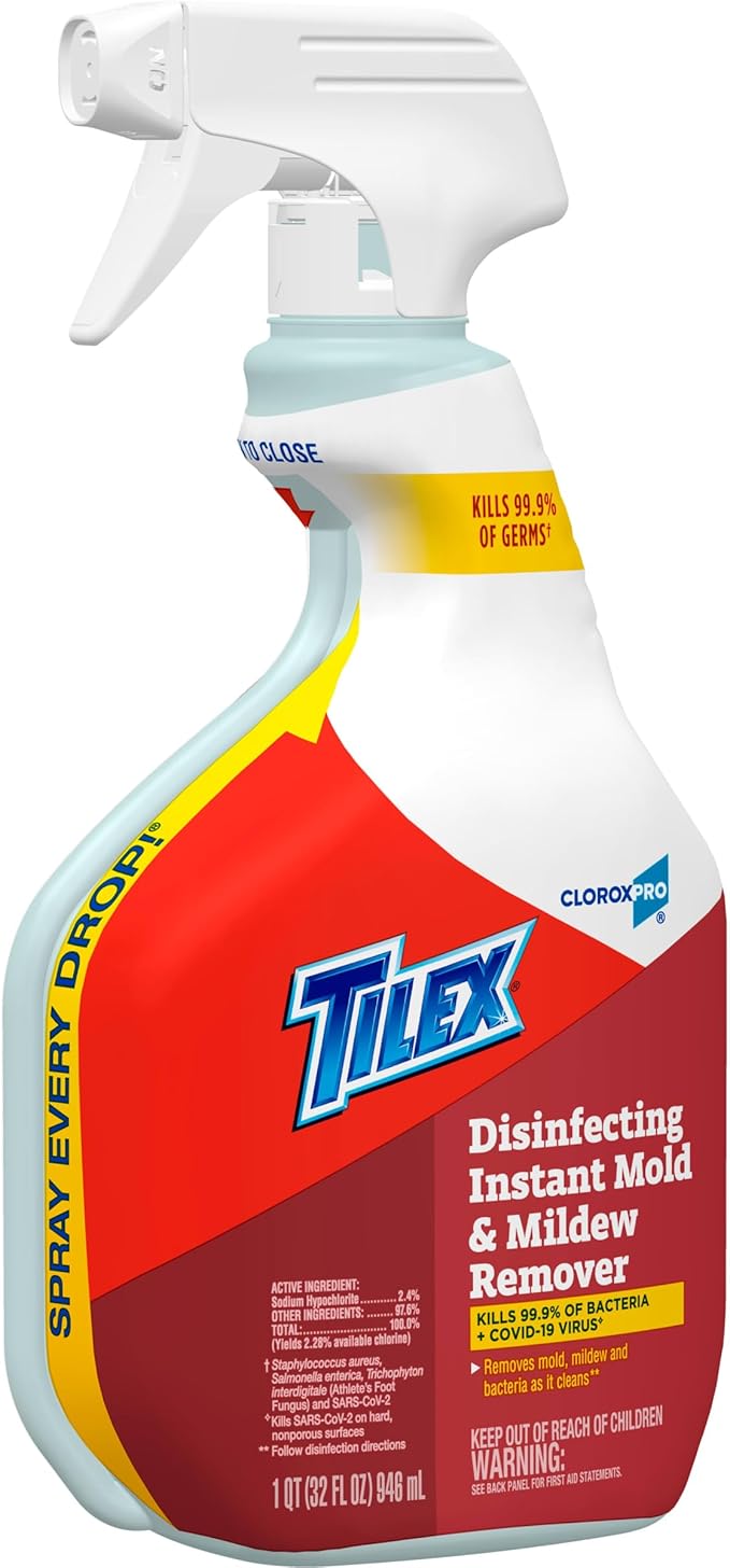 CloroxPro Tilex Disinfecting Instant Mold and Mildew Remover Spray, 32 Fluid Ounces, Pack of 9 (Package May Vary)