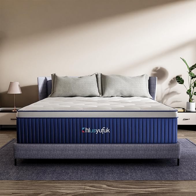 12 inch king size mattress in a box, Hybrid Mattress,Gel Memory Foam Individually Wrapped Pocket Coils Innerspring Pressure Relief,Soft,CertiPUR-US Certified,Fiberglass-Free, (12 Inch, King)