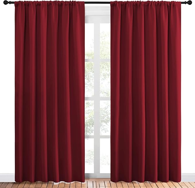 NICETOWN Christmas Burgundy Blackout Curtains and Drapes