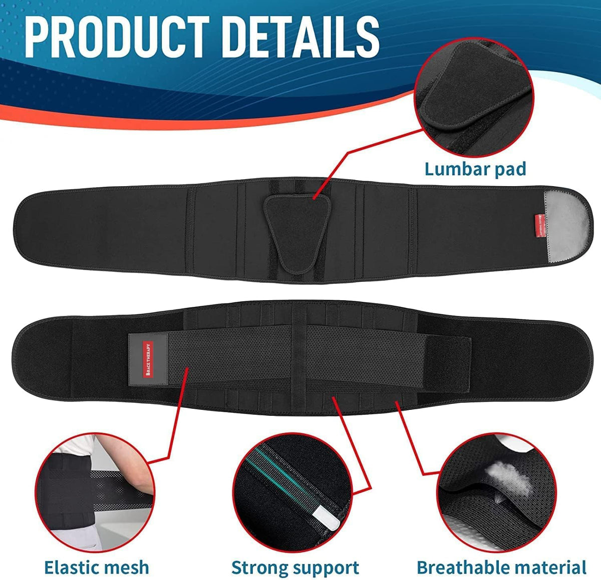 Skiennix Back Brace | Adjustable Lumbar Support for Pain Relief - Breathable Mesh, X-Large Size