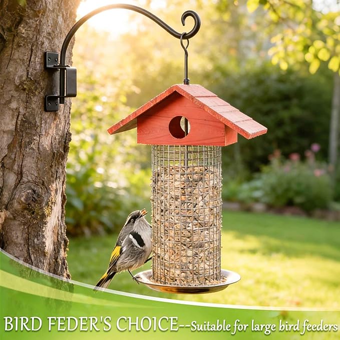 Qiang Ni Plant Hanger Outdoor: 22 Inch Bird Feeder Bracket for Garden Patio Decor - Swivel Adjustable Wall Mount Plant Hook for Hanging Flower Baskets