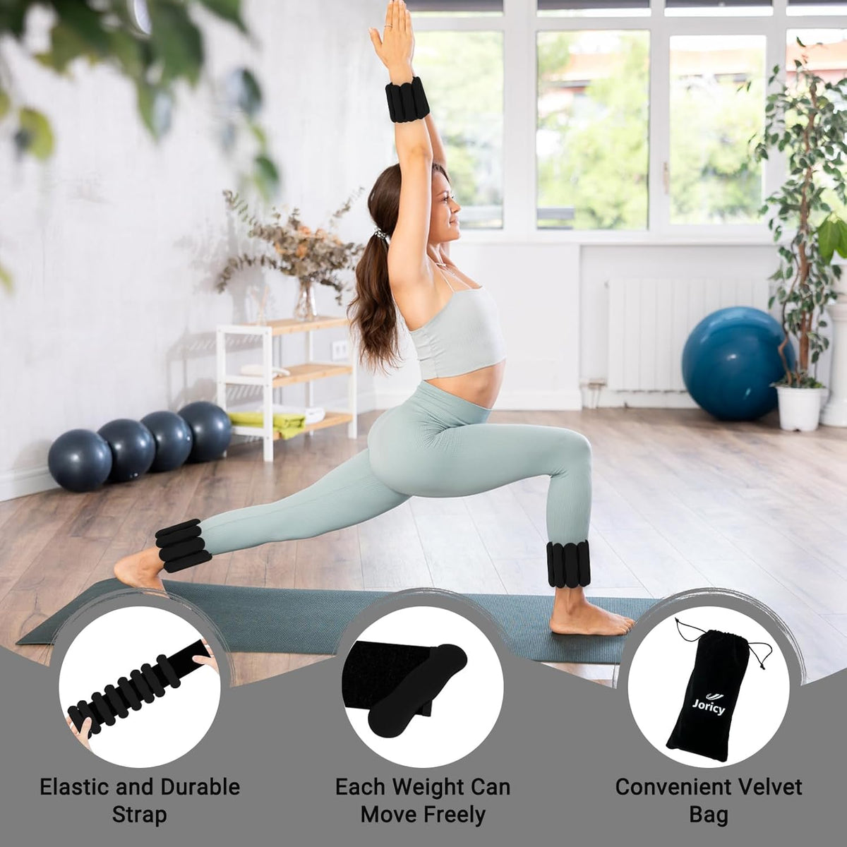 Skiennix Wrist Weights - 1lb & 2lb Adjustable Bangles for Strength Training, Yoga & Pilates