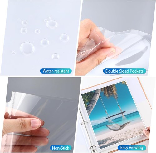 Feifeiya 150 Pack Photo Sleeves - 8 x 10 Archival Page Protectors for 3 Ring Binders | Clear Plastic Refill