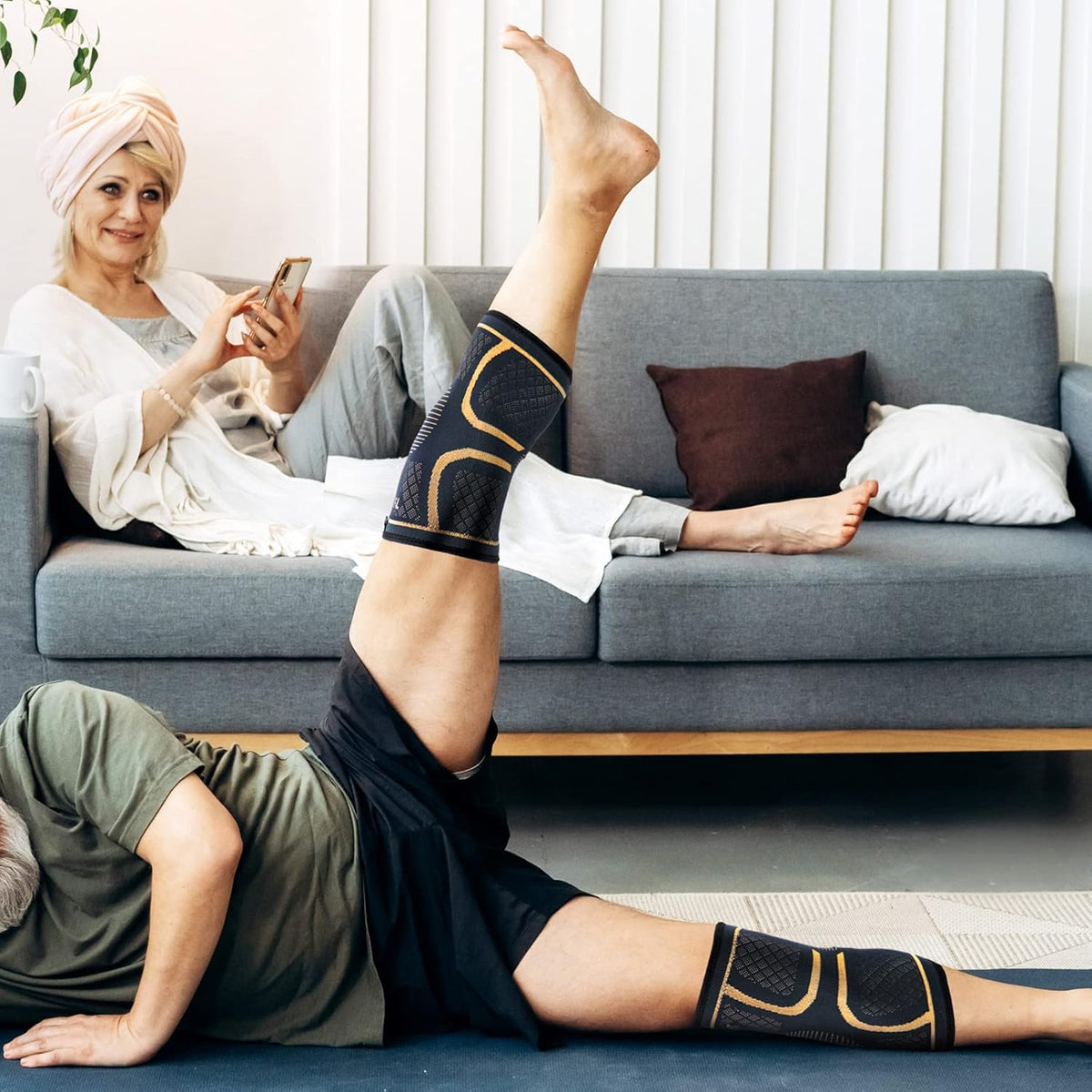 Skiennix Copper Knee Braces - Compression Support Sleeves for Pain Relief | 2-Pack, Medium Size