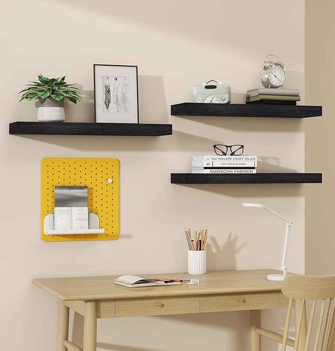 Vervida Black Floating Shelves for Wall, Floating Shelf for Living Room