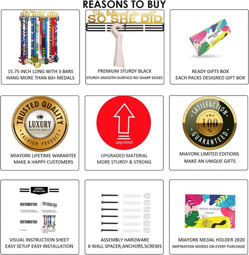 Medal Hanger Display Upgrade-Medal Holder Wall Mount Easy to Install Race Runner for Your Medals