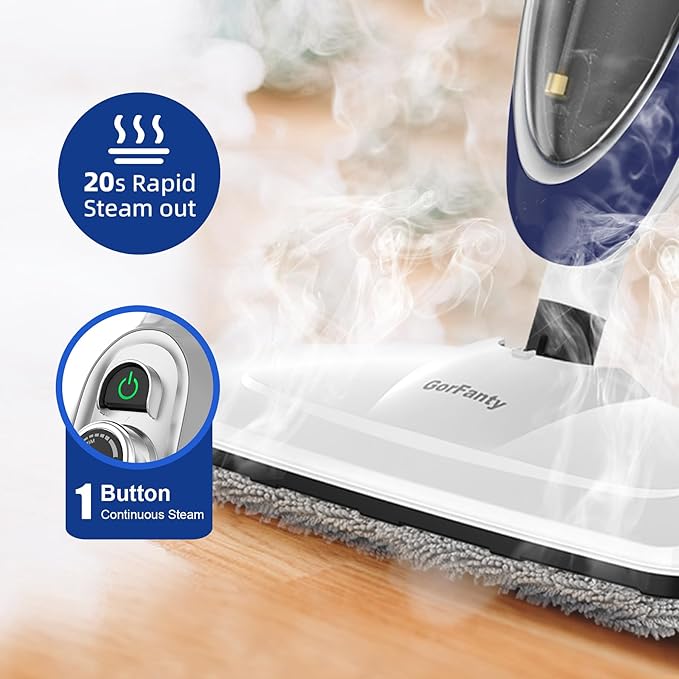 Steam Mop with Detachable Handheld Steamer All-in-one 11 Accessories, 23Ft Power Cord,3-Level Steam,Fast Heating MultiPurpose Steam Cleaner for Hard Floor, Carpets, Furniture, Windows, Clothes etc.