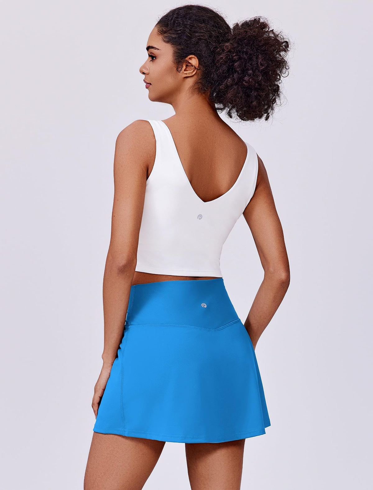PINSPARK Golf Skirts for Women Lightweight Tennis Mini Skorts Built-in Shorts Stretch Pickleball Skort Skirts, Sparkle Blue XS