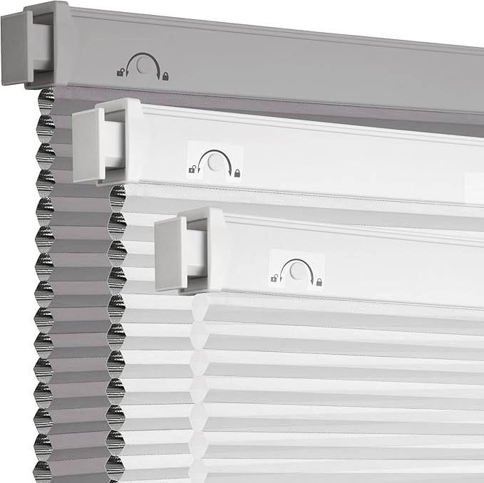 Grandekor No Drill No Tools Cordless Cellular Shades, 30.5" W x 64" H, Light
