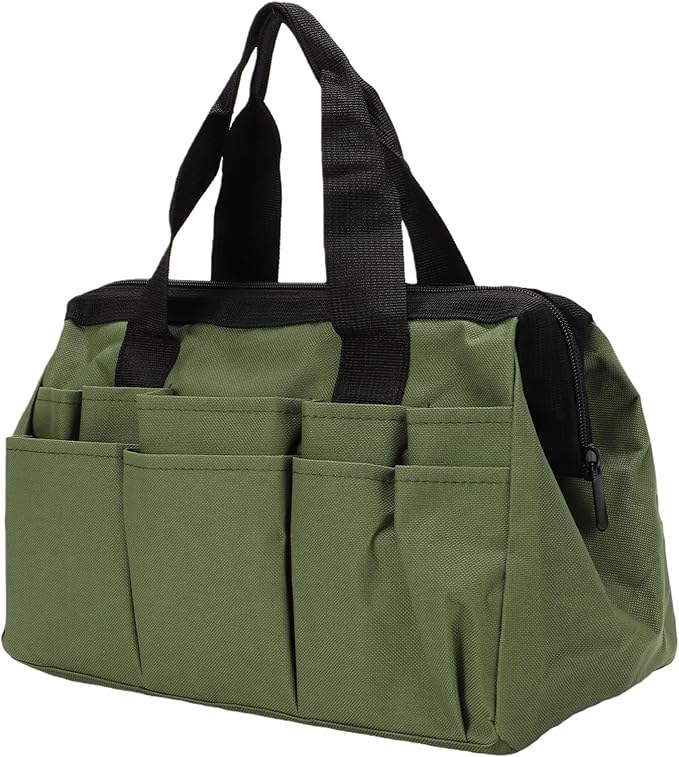 Generic Garden Tool Bag Organizer Heavy Duty 600D Oxford Cloth Toolbox with 11 Pockets for Gardening Work Green