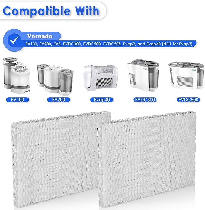 4Pack MD1-0034 Replacement Humidifier Wicks Filters Compatible with Vornado Evaporative Humidifier Evap40, Evap2, EV3, EV100, EV200, EVDC300, EVDC500, EVDC505 (Not for Evap3)