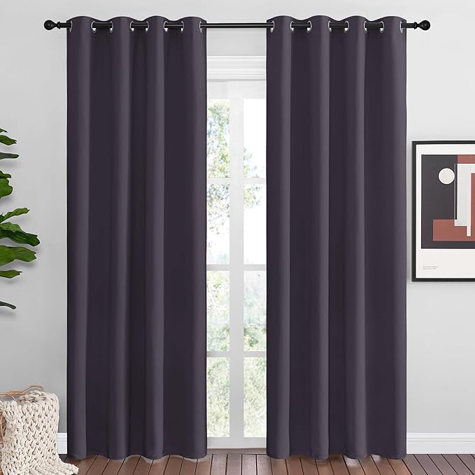 NICETOWN Greyish Purple Blackout Curtains 86 inches Length