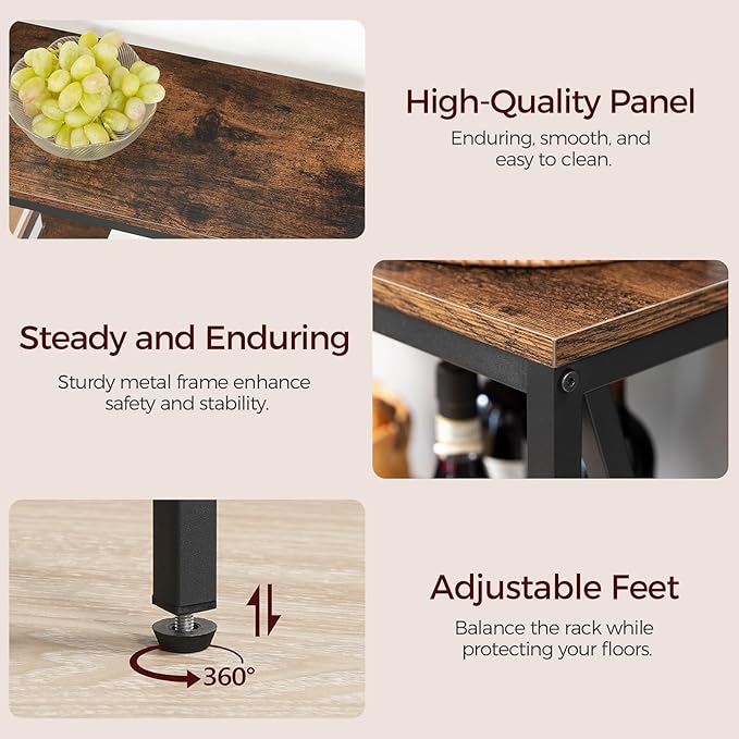 47.2" Sofa Table, Industrial Console Table, 3-Tier Narrow Side Table with Open Shelves, Foyer Table for Entryway, Hallway, Kitchen, Living Room and Bedroom, Rustic Brown CTHR800201