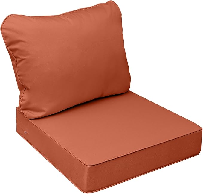 AAAAAcessories Outdoor Seat Cushions for Chairs, Fade-Resistant, Waterproof Patio Furniture Replacement Cushions, 23.5" x 25.5" x 5" + 23.5" x 19", Rust