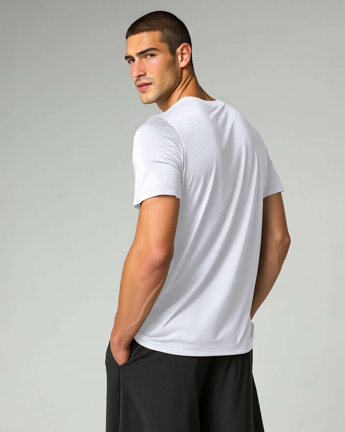 Real Essentials Men's Breeze Tech Crew Neck Workout T-Shirts - 5 Pack, Moisture-Wicking Athletic Shirts (Big & Tall)