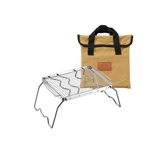 CAMPINGMOON Folding Campfire Grill with Cooking Grid Grate 9.5"x7.9" 304 Stainless Steel Camping Grill MS-1012-SW