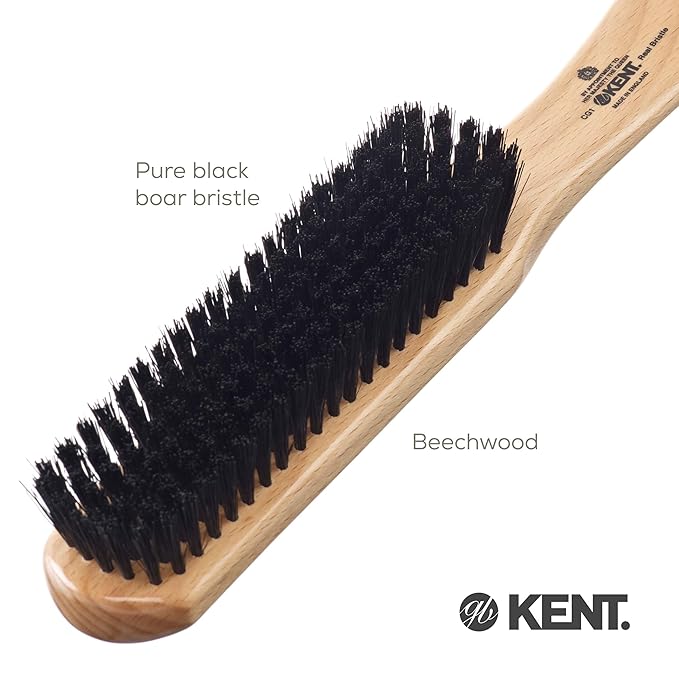 Kent CG1 Clothes Brush Cherrywood 100% Natural Black Bristle and Lint Remover Especially for Jeans or Corduroy Garments for Keeping Fabrics Free from Fibres, Fluff and Pet Hair. Made in England