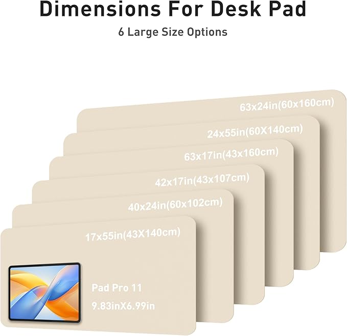 Aothia Faux Leather Desk Mat - Large Mouse Pad, Non-Slip PU Leather Blotter, Waterproof Writing Surface for Office and Home (Beige, 63" x 24")