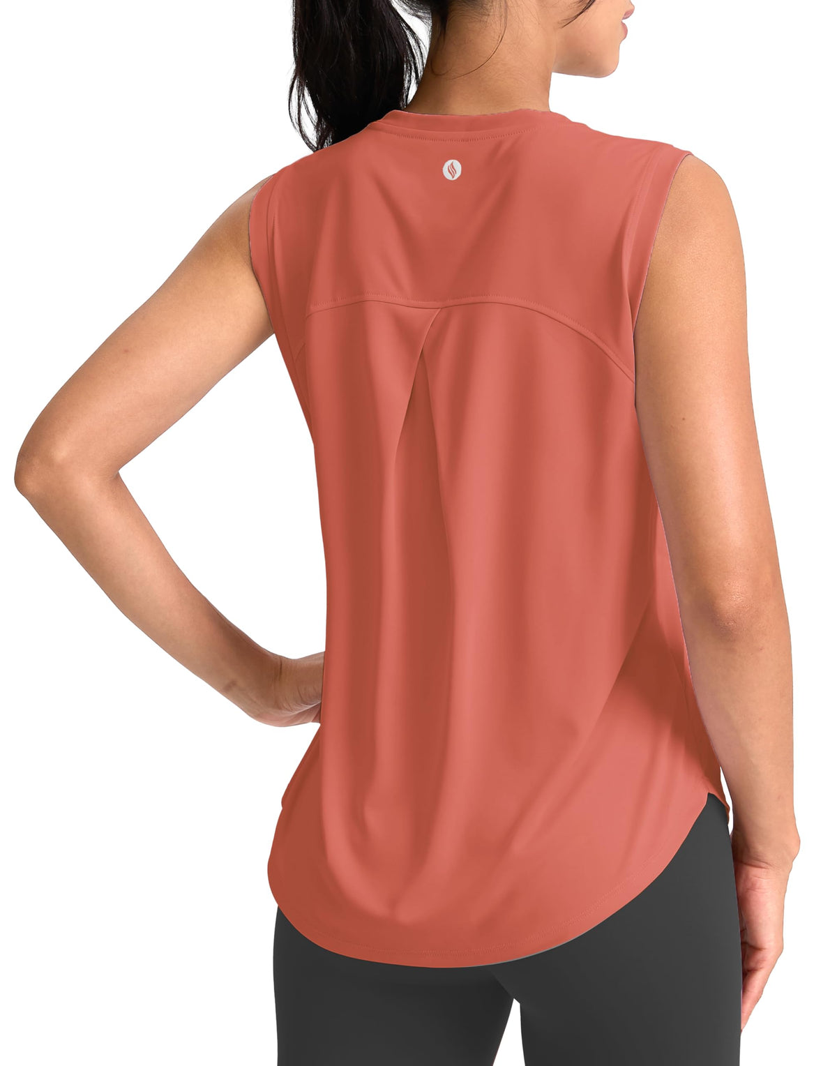 SANTINY Women's Sleeveless Workout Tops Breathable Lightweight Active Tennis Yoga Shirts Athletic Running Tank Tops for Women (Coral_S)
